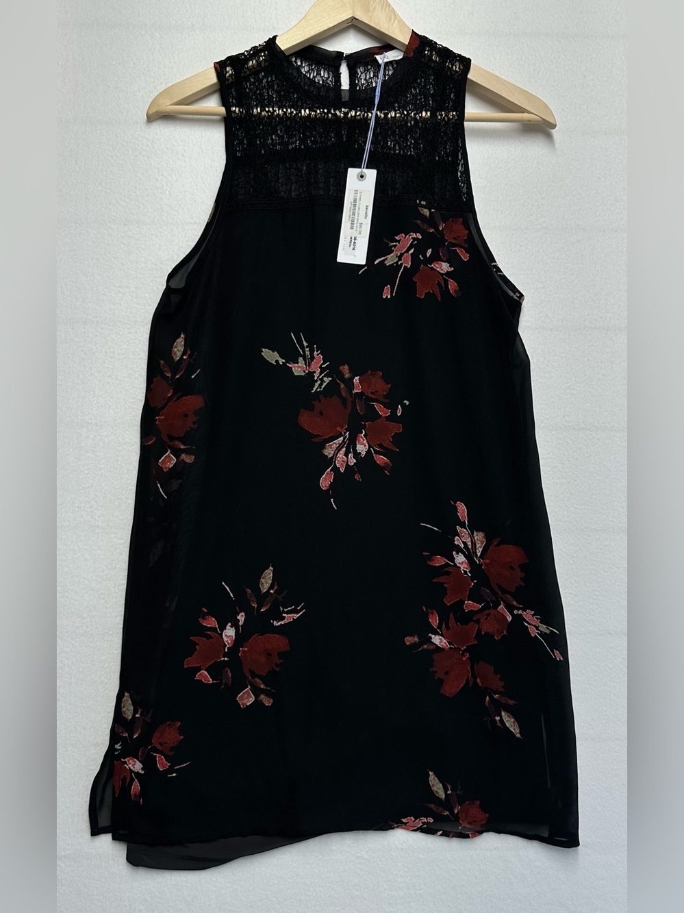 Gentle Fawn Black Floral Lace Sleeveless Dress Women’s XS – Sheer Yoke